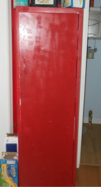 red metal pantry