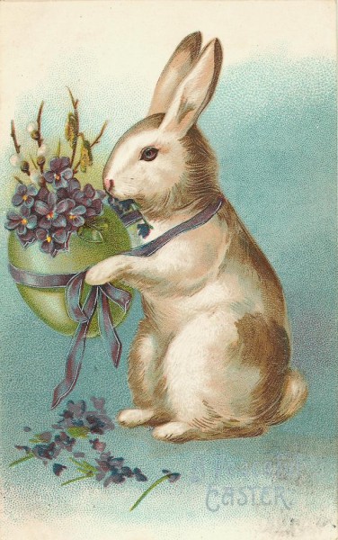 Vintage Victorian Easter Bunny Card