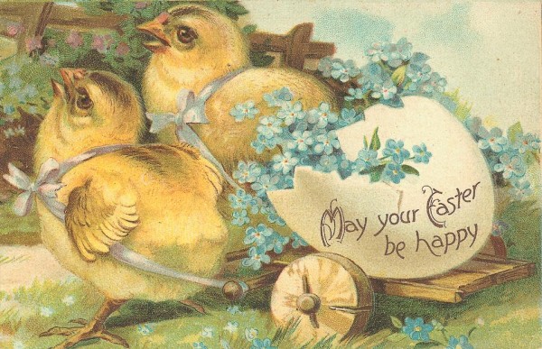 vintage easter chicks card