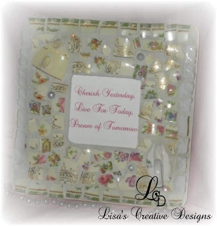 crafting with vintage tea cups broken china mosaic frame