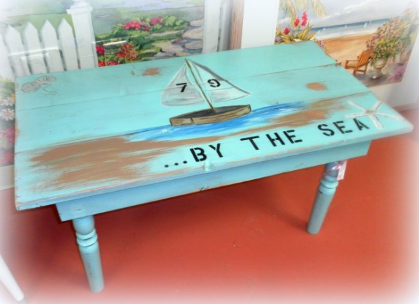 hand painted beach cottage coffee table