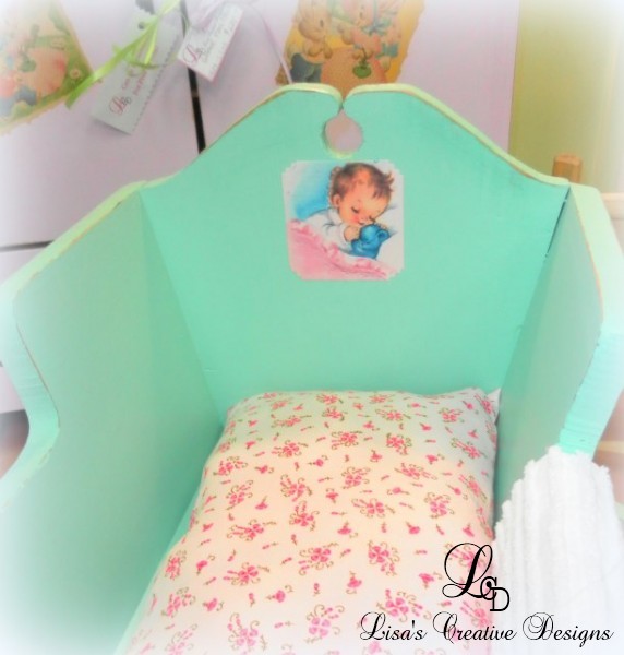 upcycled vintage doll cradle