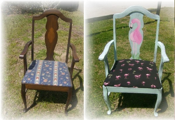 Before and After Flamingo Chair