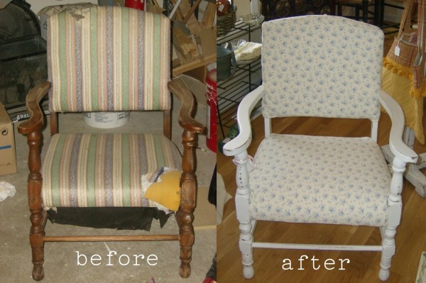 Before and After Chair Thrift Store Chair Makeover