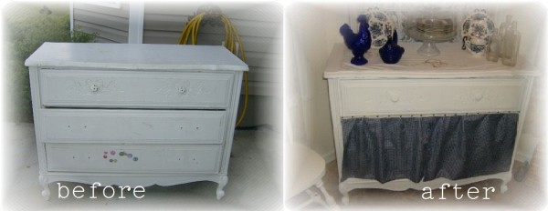 before and after repurposed dresser