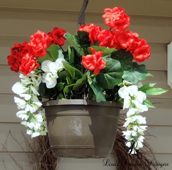faux geranium hanging basket