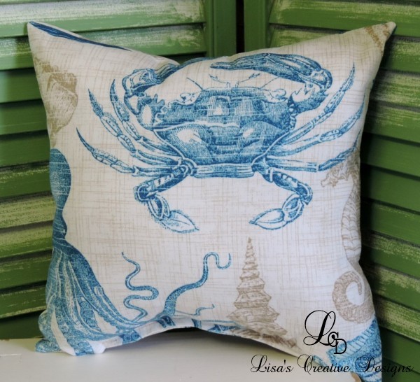 Vintage Inspired Beach Crab Pillow