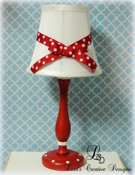 Red and White Polka Dotted Lamp and Shade