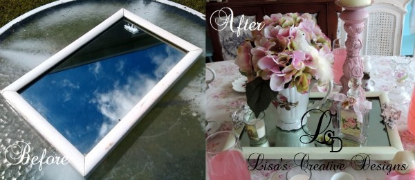 Before and After Vintage Mirror Serving Tray