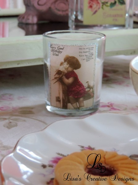 Vintage Inspired Birthday Party Votive Candle