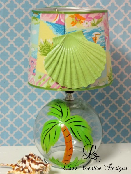 Lime Green Hand Painted Palm Tree Table lamp