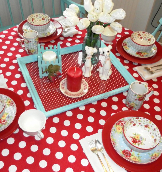 Red White and Turquoise Country Tablescape