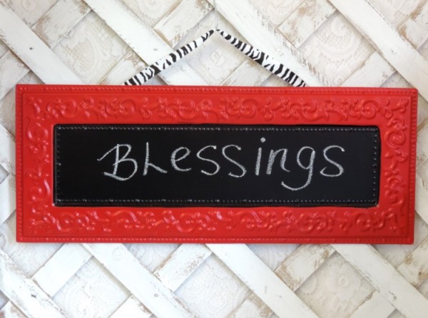Cottage Chic Red Metal Chalkboard