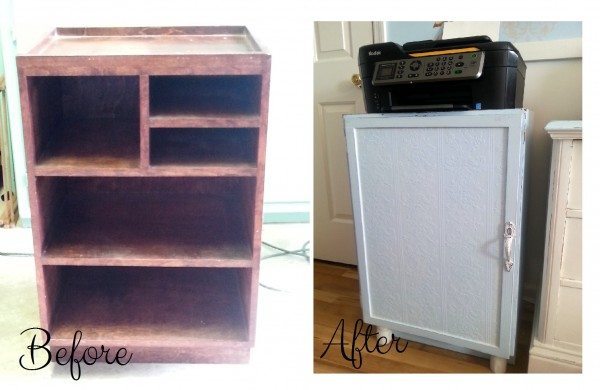 Before and After Upcycled Printer Cabinet