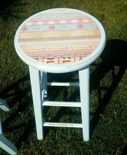 Painted and Decoupaged Kitchen Stool