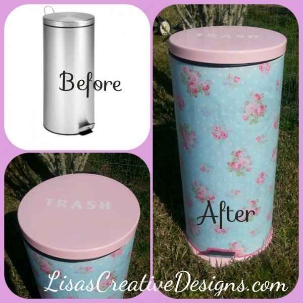 Shabby Chic Kitchen Trash Can Makeover