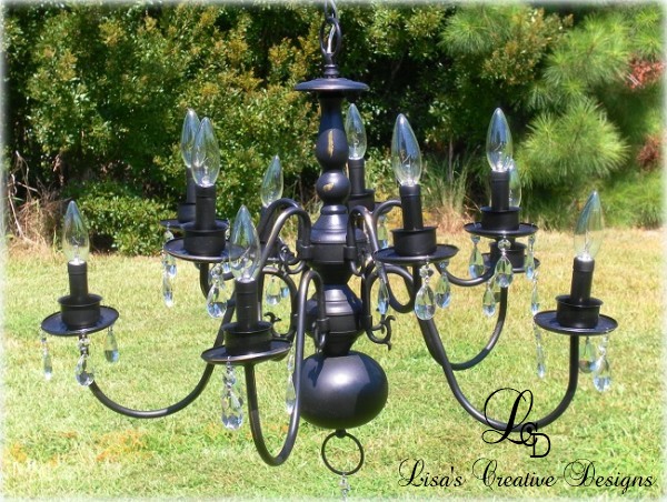 upcycled black chandelier