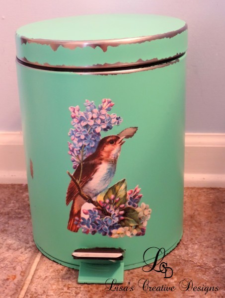 A Generic Trash Can Gets A Cottage Syle Makeover