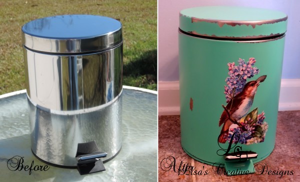 A Generic Trash Can Gets A Cute Cottage Style Makeover