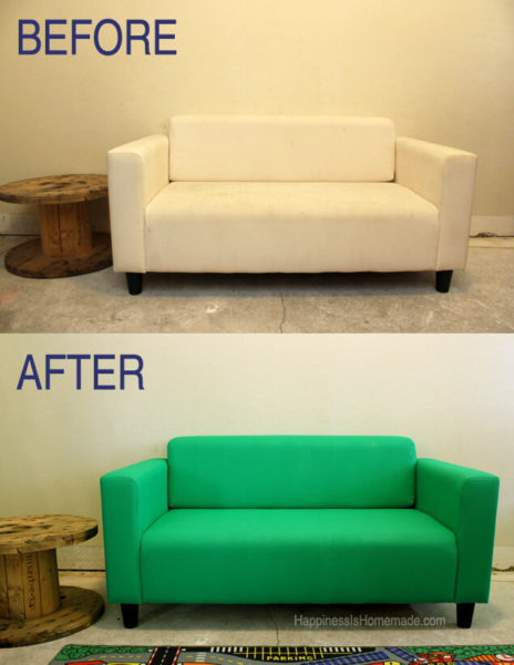 Before and After Painted Sofa