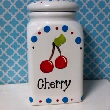 Hand Painted Country Chic Cherry Kitchen Canister
