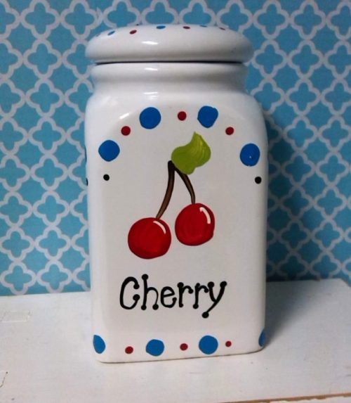 Hand Painted Cherry Kitchen Canister
