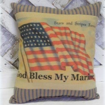 Handmade God Bless My Marine Printed Accent Pillow