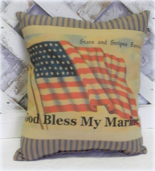 God Bless My Marine Handmade Pillow