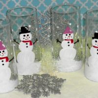 Hand Painted Country Snowman Christmas Glasses