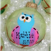Personalized Hand Painted Owl Christmas Ornament