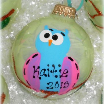Personalized Hand Painted Owl Christmas Tree Ornament