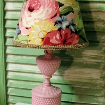 Upcycled Pink Vintage Milk Glass Hobnail Lamp
