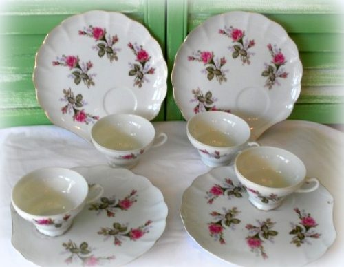 Vintage Japan Moss Rose China Luncheoan Snack set