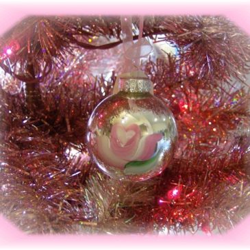 Handpainted Cottage Rose Christmas Ornament