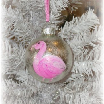 Hand Painted Flamingo Christmas Ornament