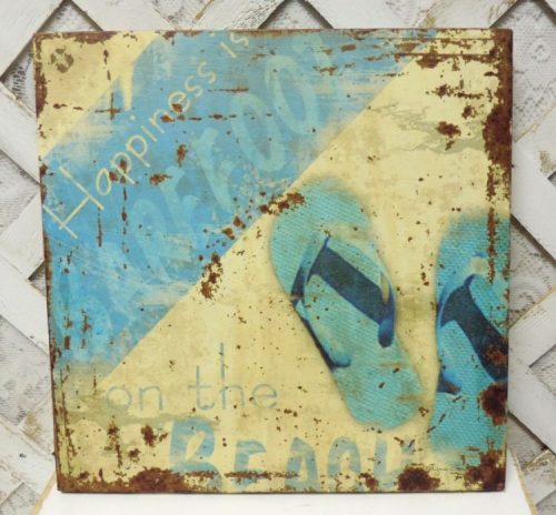 Distressed Shabby Beach Flip Flop Canvas Print