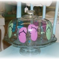 Hand Painted Flip Flop Domed Cake Stand