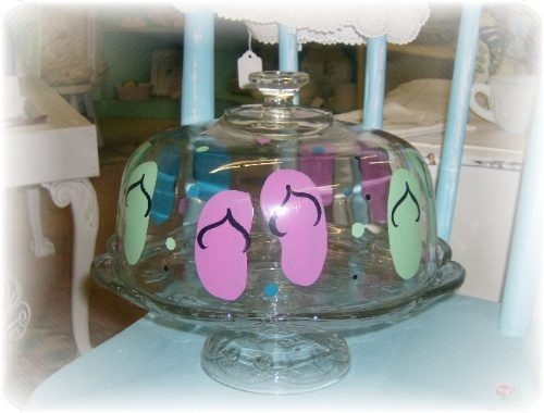 Hand Painted Flip Flop Domed Cake Stand