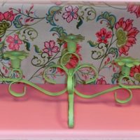 Lime Green Painted Vintage Candle Holder