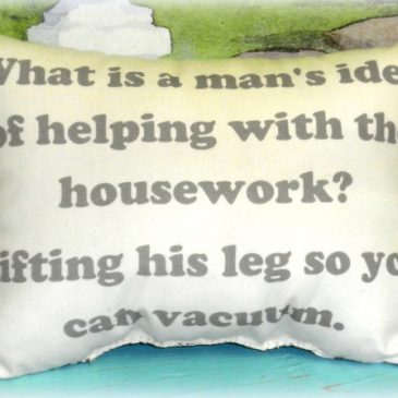Handmade Printed Pillow – A Man’s Idea Of Helping With The Housework