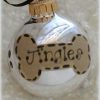 Personalized Hand Painted Dog Bone Puppy Paw Print Ornament