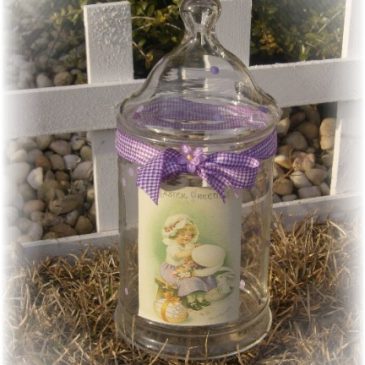 Purple Polka Dotted Vintage Inspired Easter Ginger Jar