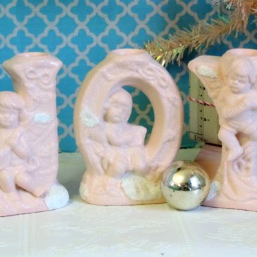 Pink Shabby ‘n Chic Ceramic Joy Christmas Letters with Angels