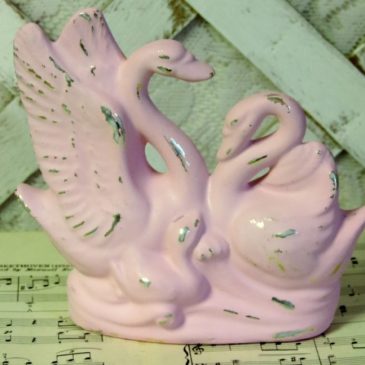 Shabby Beach Pink and Gold Swan Figurine