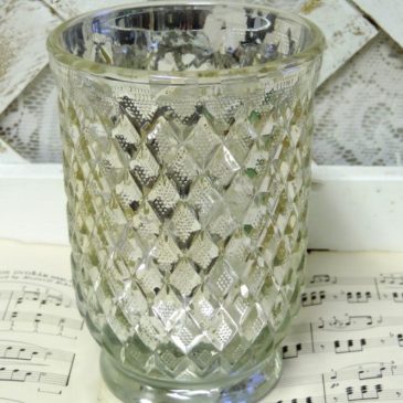 Pretty Harlequin Mercury Glass Candle Holder