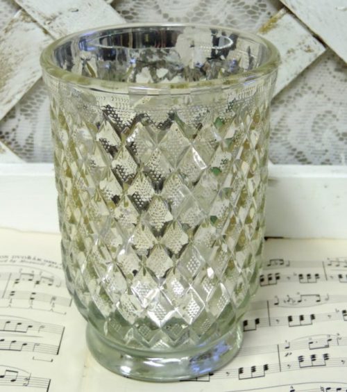 silver mercury glass candle holder