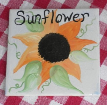 Hand Painted Sunflower Trivet Country Kitchen Decor