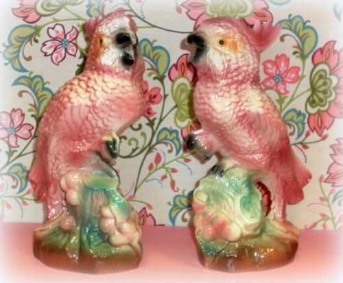 Vintage Mid Century Kitsch Cockatoo Figurines