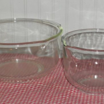 Set Of 2 Vintage Clear Glass Mixing Bowls
