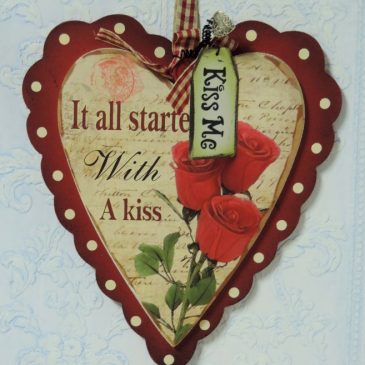 It All Started With A Kiss Wooden Heart Valentine’s Day Plaque